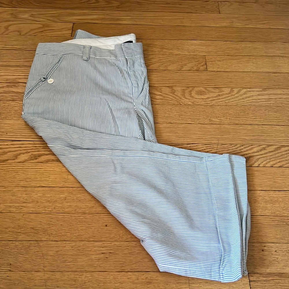 Pinstripe GAP linen pants. Cute cuffs and pockets